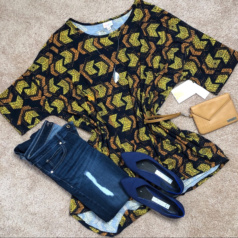 LuLaRoe Navy Chevron Irma Tunic Top NWT 3X
